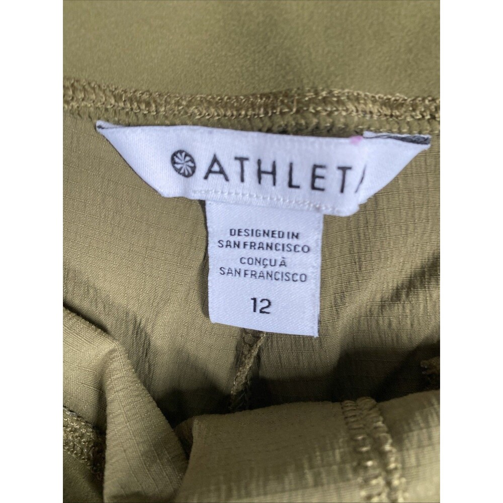 Athleta Trekkie Shorts Women's 12 North Army Green High Rise 3.5" Pull on - Picture 2 of 9